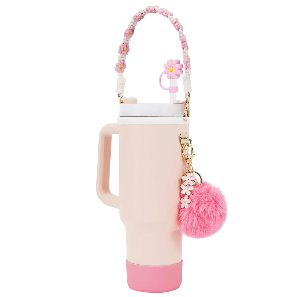 7Pcs/Set Siliocne Water Bottle Boot Straw Lid Handle Strap Keychain Mini Hook for Stanley 40oz Tumbler Accessories Set