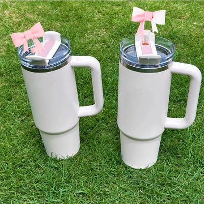 Bow Straw Cover Cap for Stanley Cup Silicone Straw Topper 10 mm 0.4in Reusable Straw Tips Lids Straw Covers for Stanley Cups