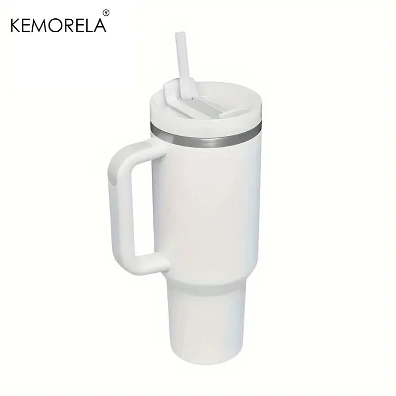 KEMORELA 30&40 oz Tumbler With Handle Lid Straw 887/1182ML Stainless Steel Water Bottle Vacuum Thermos Cup Travel Car Coffee Mug