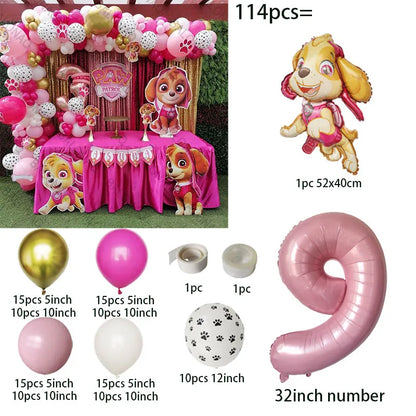 Pink Paw Patrol Dog Chase Skye Marshall Animal Shaped Aluminum Balloon Boys and Girls Birthday Party Decorations Children's Toys
