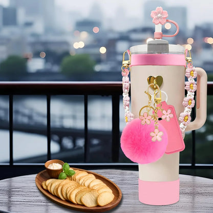12PCS Accessories for Stanley Cup Water Bottle Handle Strap 30/40 oz Tumbler Straw Toppers Silicone Cup Boot Keychain Charms