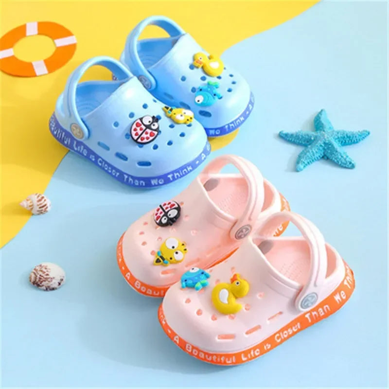 Summer sandals kids Mules Baby Boys Girls Cartoon baby Sandals Flat Heels Solid Cartoon Slippers Children's Garden Shoes