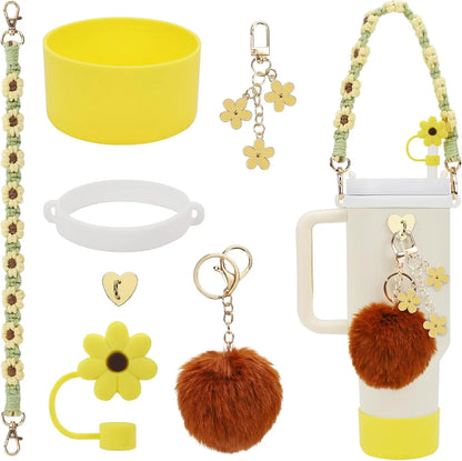 Stanley Cup Accessories Set- Water Bottle Handle Strap, Siliocne Stanley Cup Boot, Stanley Charms for Stanley Cup 40oz Tumbler