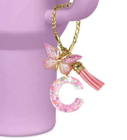 1 PCS Letter Charm Accessories for Stanley Cup Purple Cute Initial Keychain Handle Charm for Stanley Tumbler Girls Water Bottle