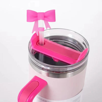 Bow Straw Cover Cap for Stanley Cup Silicone Straw Topper 10 mm 0.4in Reusable Straw Tips Lids Straw Covers for Stanley Cups