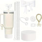9pcs Tumbler Cup Accessories Including 2pcs Glitter 10mm Straw, Bow Keychain Charm 10mm Bow Straw Topper Cover for Stanley Cup