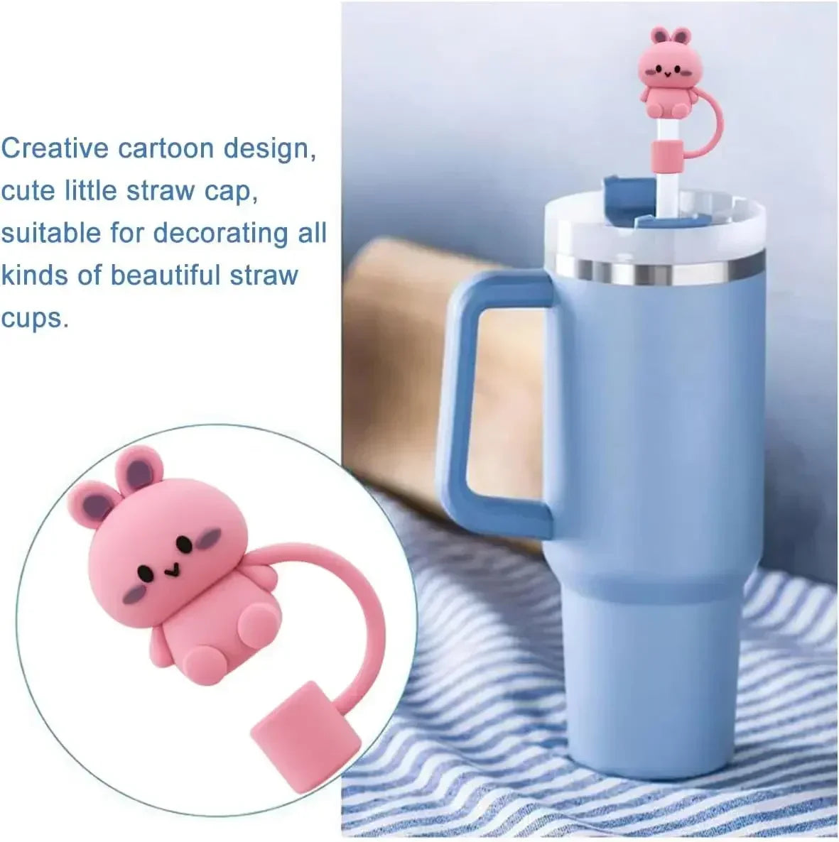 5/1Pcs Straw Cover Cap for Stanley Cup Silicone Straw Topper Compatible with 30&40Oz Tumbler with Handle Dust-Proof Reusable