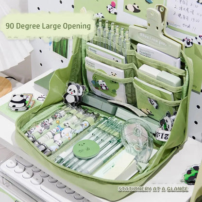 12-Layer Large Capacity Pen Bag 90 Degree Large Opening Student Multifunctional Pencil Case Zipper Stationery Organizer School