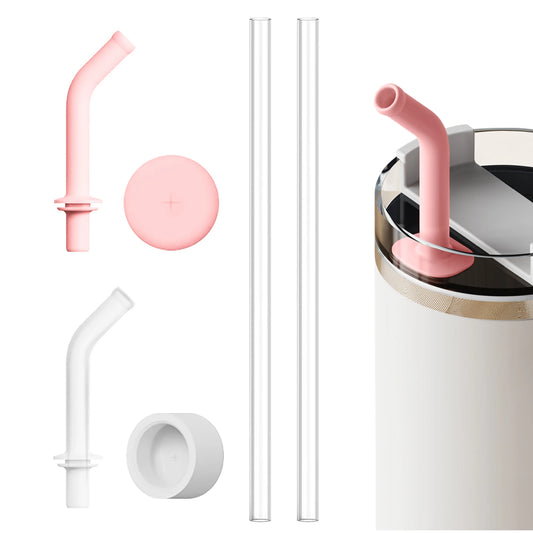 Leak Proof Set For Stanley Quencher 2.0 1.0 Accessories,2 in1Silicone Anti-Spill Straws,9.4"Extension Straw,Spill Proof Stopper