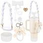 9pcs Accessories Set for Stanley Cup Water Bottle Handle Strap Boot Bow Straw Cover Pearl Charms Straw Topper 40oz 30oz Tumbler