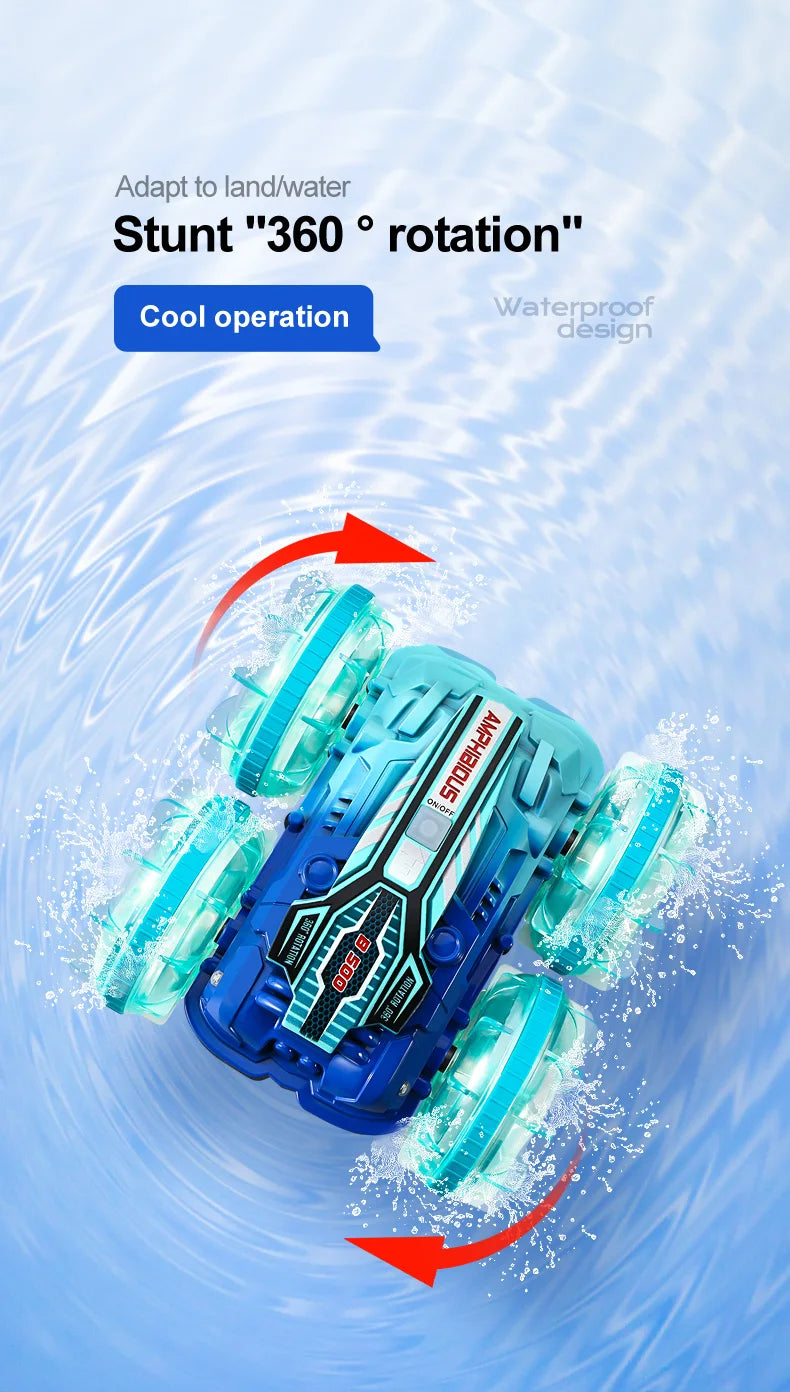 New Amphitheatre RC Car Cool Light Music 4WD 2.4G Gesture Sensing 360° Water Stunt Double Drift Stunt Car Children's Toys Gifts
