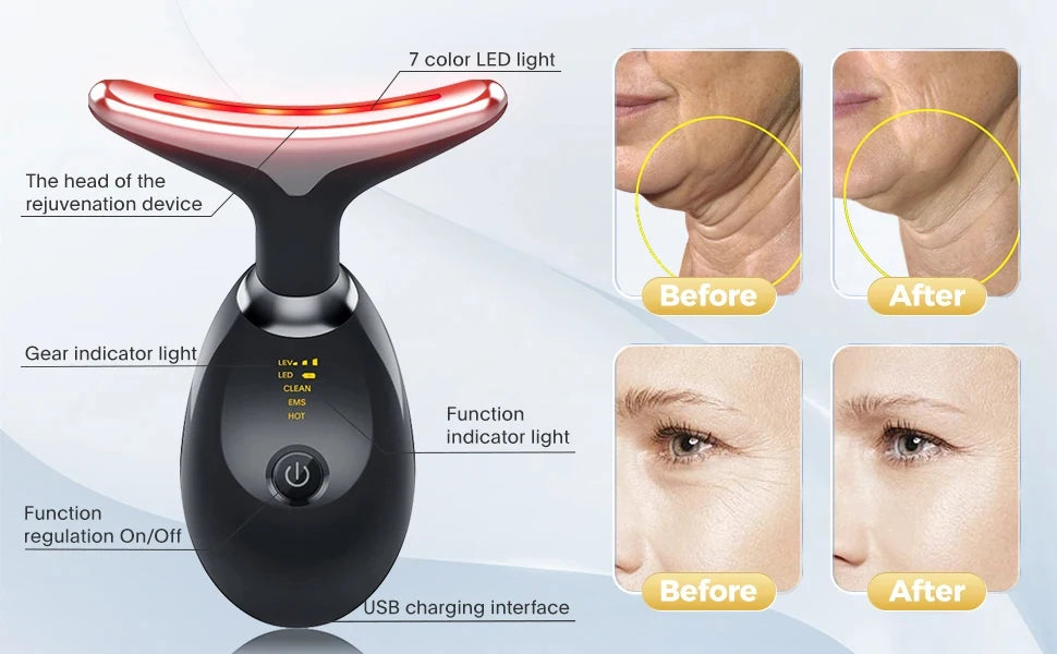 7-in-1 Skin Rejuvenation Instrument All Round Lifting And Tightening Anti Aging Artifact To Neck Wrinkles Facial Massager Beauty