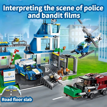 2024 new product city series 60316 modern police station boys building blocks police car children's toys assembling educational