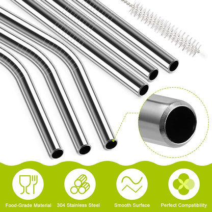 7 Pack Stainless Steel Straw Replacement 40 oz for Stanley Adventure Travel Tumbler, Reusable Straws with Cleaning Brush Compati