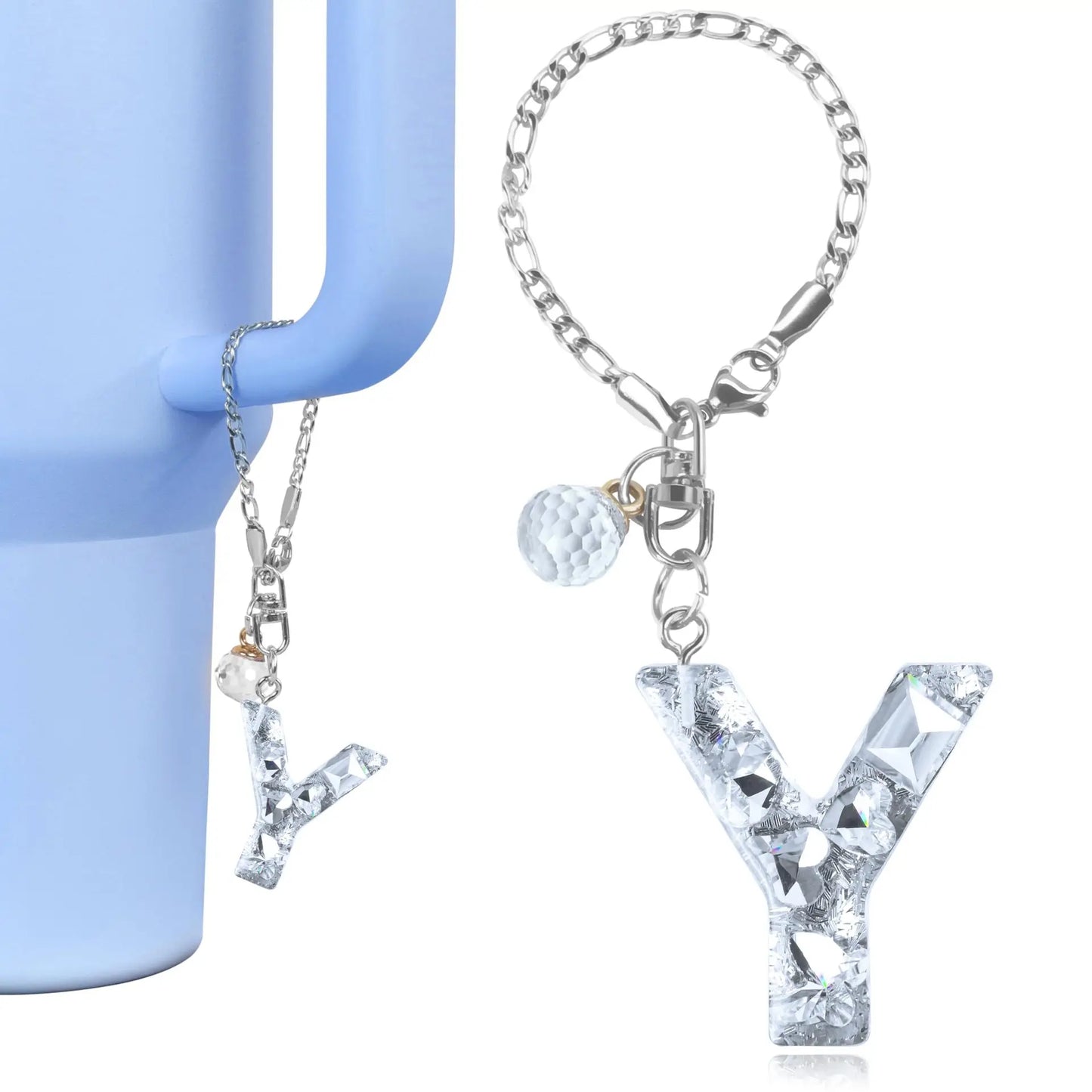 1 PCS Letter Charm Accessories for Stanley Cup Purple Cute Initial Keychain Handle Charm for Stanley Tumbler Girls Water Bottle