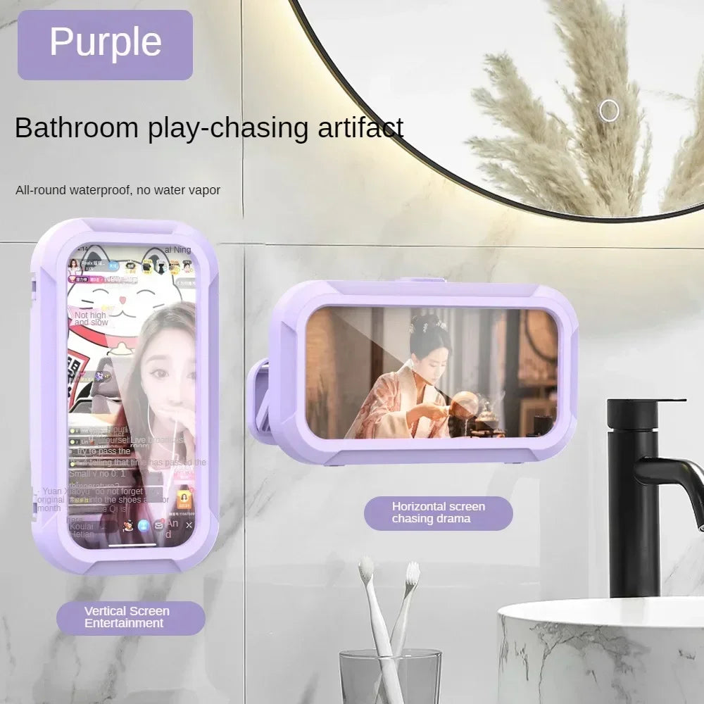 Waterproof Shower Phone Holder Rotation Angle Adjustable Telescoping Wall Mount Phone Holder for Bathroom Kitchen Bracket Stand