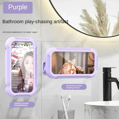Waterproof Shower Phone Holder Rotation Angle Adjustable Telescoping Wall Mount Phone Holder for Bathroom Kitchen Bracket Stand