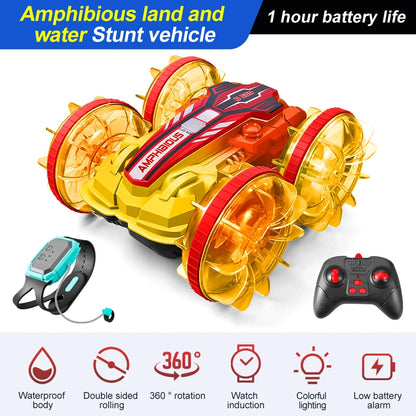 New Amphitheatre RC Car Cool Light Music 4WD 2.4G Gesture Sensing 360° Water Stunt Double Drift Stunt Car Children's Toys Gifts