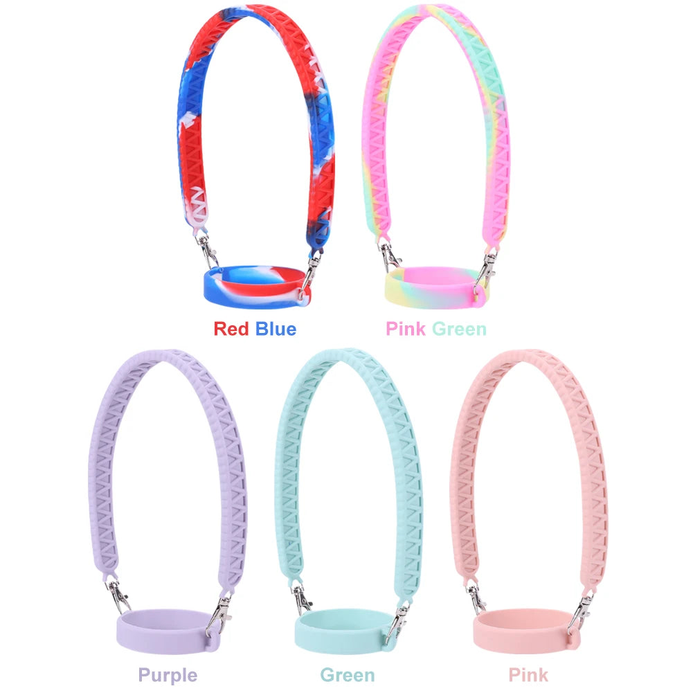 Portable Silicone Water Bottle Handle Fit 8-40oz Bottles Water Bottle Sling Water Bottle Carrier for Stanley Cup Accessories