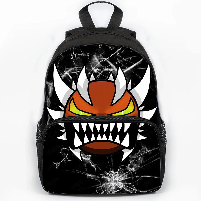 Large Capacity Angry Geometry Dash Children's Backpack 16 Inch Anime Bookbag Travel Backpacks Students Schoolbag for Girls Boys