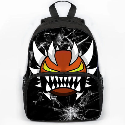 Large Capacity Angry Geometry Dash Children's Backpack 16 Inch Anime Bookbag Travel Backpacks Students Schoolbag for Girls Boys