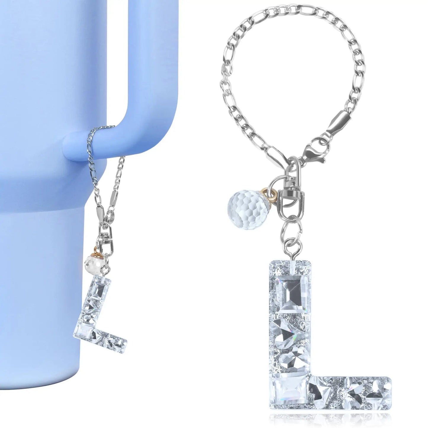 1 PCS Letter Charm Accessories for Stanley Cup Purple Cute Initial Keychain Handle Charm for Stanley Tumbler Girls Water Bottle