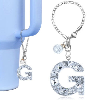 1 PCS Letter Charm Accessories for Stanley Cup Purple Cute Initial Keychain Handle Charm for Stanley Tumbler Girls Water Bottle