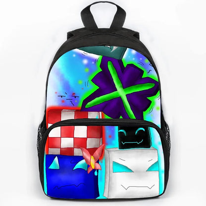 Large Capacity Angry Geometry Dash Children's Backpack 16 Inch Anime Bookbag Travel Backpacks Students Schoolbag for Girls Boys