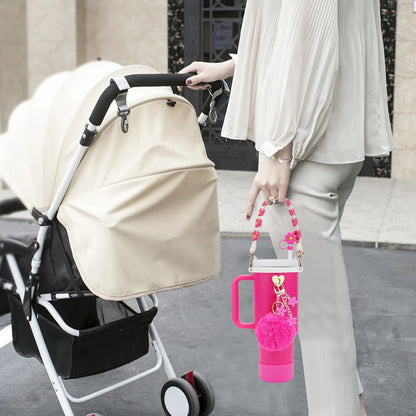 7Pcs/Set Siliocne Water Bottle Boot Straw Lid Handle Strap Keychain Mini Hook for Stanley 40oz Tumbler Accessories Set