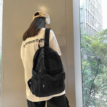 Girl School Bag New simple College Student Vintage Women Backpack Canvas Female Laptop bag Travel Kawaii Ladies backpacks рюкзак