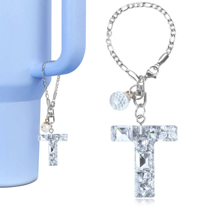 1 PCS Letter Charm Accessories for Stanley Cup Purple Cute Initial Keychain Handle Charm for Stanley Tumbler Girls Water Bottle