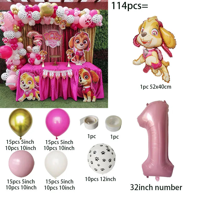 Pink Paw Patrol Dog Chase Skye Marshall Animal Shaped Aluminum Balloon Boys and Girls Birthday Party Decorations Children's Toys