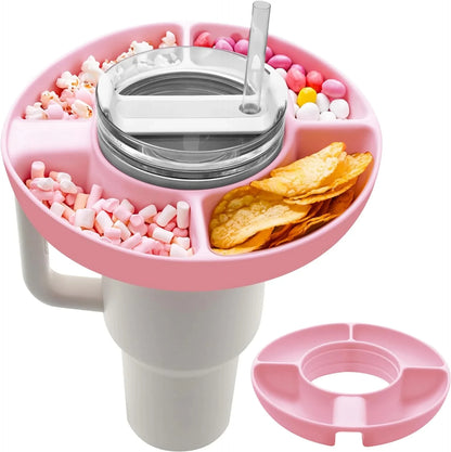 Snack Bowl for Stanley Cup Reusable Tray Food Divider with Handle Snack Platter Food Tray Rack Water Bottle and Cup Accessories