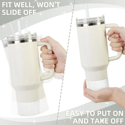 Silicone Glitter Bottle Bottom Sleeve Cup Accessories Anti-Slip Water Bottle Pad Heat Insulation Sports Cup Cover for Tumbler