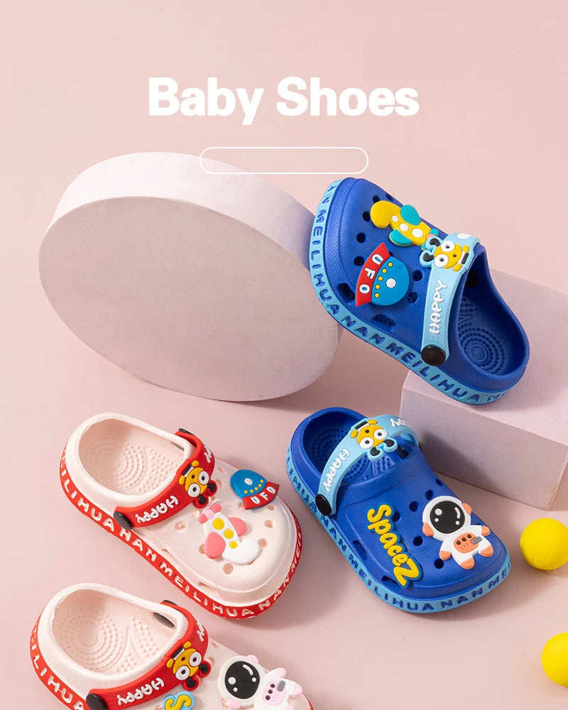 EVA ultra light boys and girls baby and toddler anti slip hole shoes children's sandals astronaut UFO sandals slippers