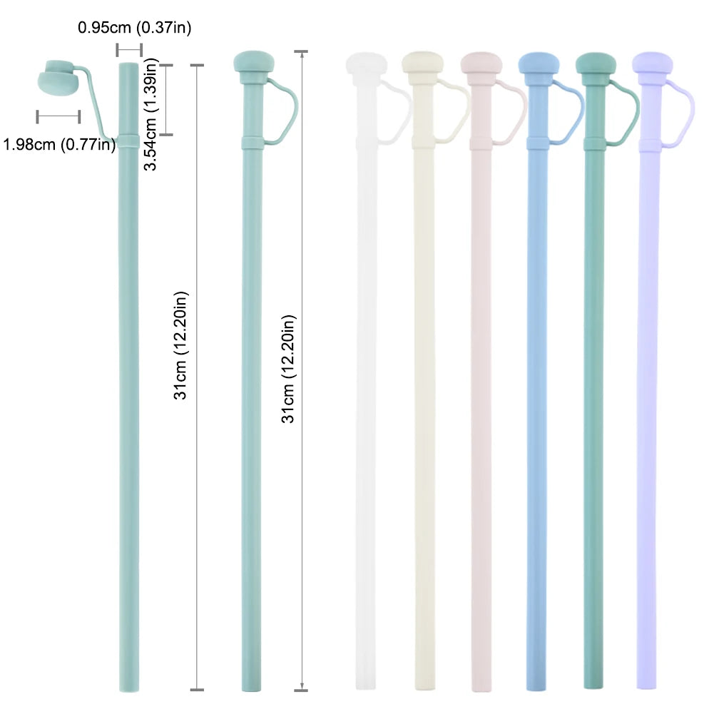 Silicone Replacement Straw for Stanley 20/30/40oz Long Reusable Straw Dustproof Soft Straw Cup Accessories with Straw Tip