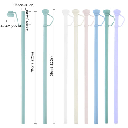 Silicone Replacement Straw for Stanley 20/30/40oz Long Reusable Straw Dustproof Soft Straw Cup Accessories with Straw Tip