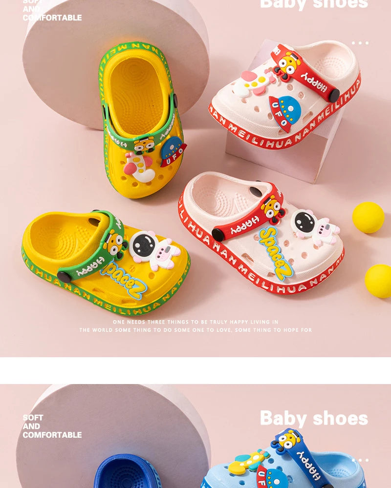 EVA ultra light boys and girls baby and toddler anti slip hole shoes children's sandals astronaut UFO sandals slippers