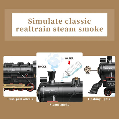 RC Train Toys Simulation Train Remote Control Retro Steam Electric Stepless Speed Control Remote Smoking Train Children's Toys