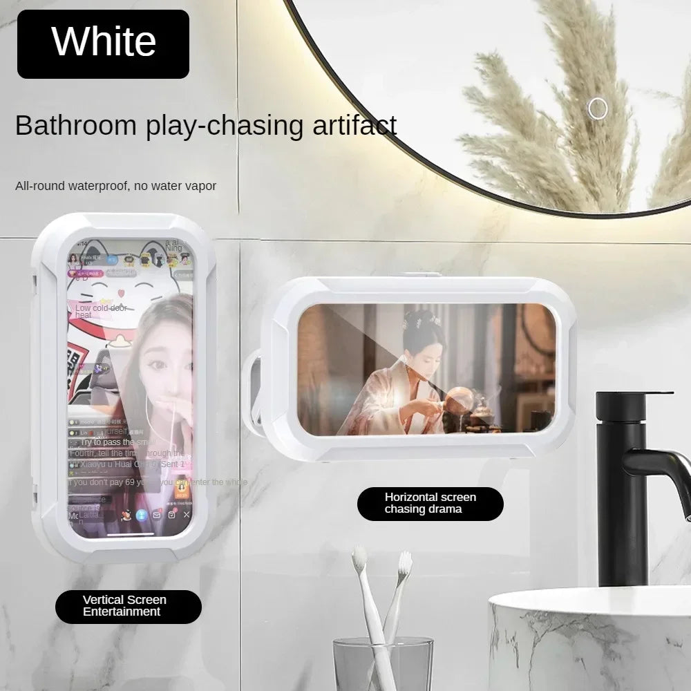 Waterproof Shower Phone Holder Rotation Angle Adjustable Telescoping Wall Mount Phone Holder for Bathroom Kitchen Bracket Stand