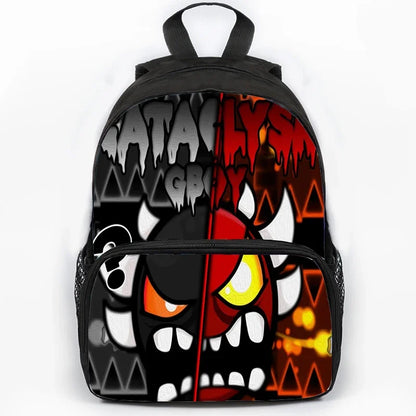 Large Capacity Angry Geometry Dash Children's Backpack 16 Inch Anime Bookbag Travel Backpacks Students Schoolbag for Girls Boys