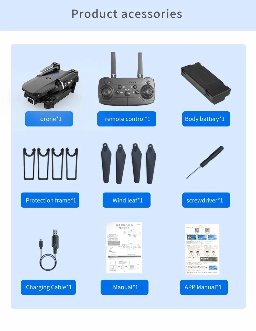 Professional Drone E88 4K Wide-Angle HD 1080P Camera WiFi FPV Height Hold Foldable RC Drone Quadrotor Helicopter Children's Toys