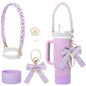 4Pcs for Stanley Cup Accessory Set Includes 1 Water Bottle Handle Strap 1 Cup Cover 1 Straw Cover 1 Charms Silicone Decoration