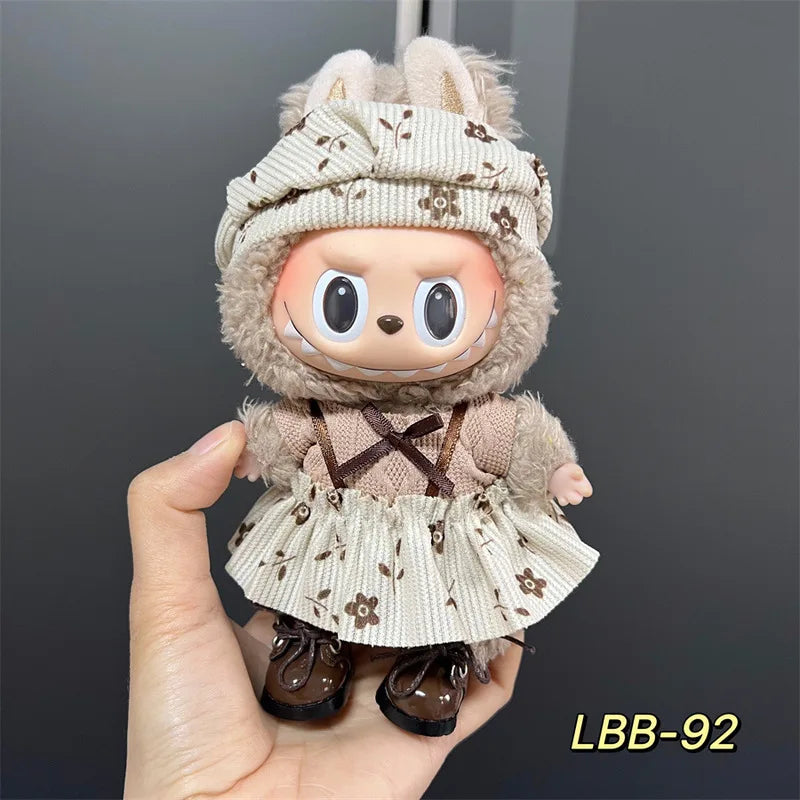 Labubu Bjd  Vinyl Labubu 17cm Doll Cute Replacement Leisure Suit Skirt Plush Toys Clothing Match Delicate Fashion High Quality