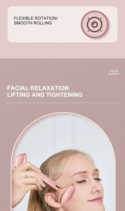 Resin double head roller massager heart-shaped face and eye massage scraping Combination set massage roller