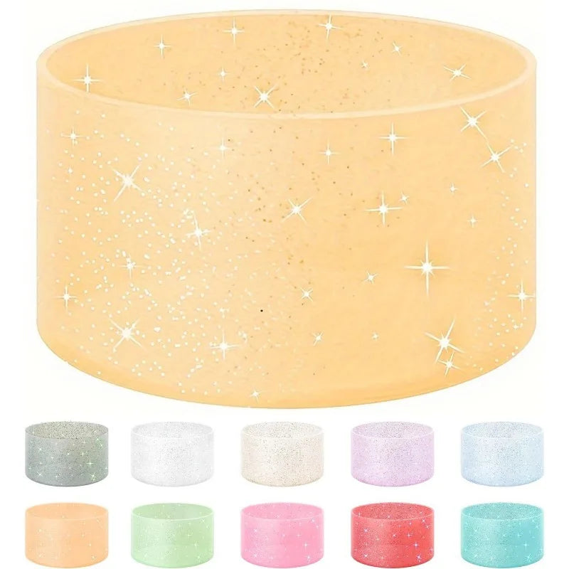 Silicone Glitter Bottle Bottom Sleeve Cup Accessories Anti-Slip Water Bottle Pad Heat Insulation Sports Cup Cover for Tumbler