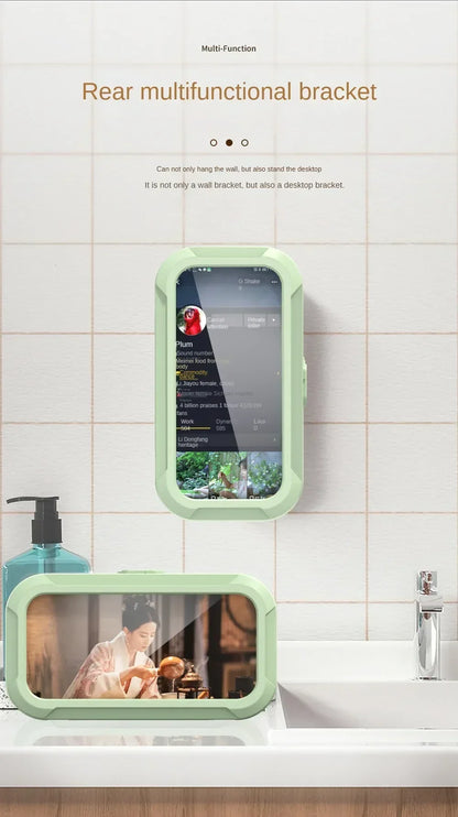 Waterproof Shower Phone Holder Rotation Angle Adjustable Telescoping Wall Mount Phone Holder for Bathroom Kitchen Bracket Stand
