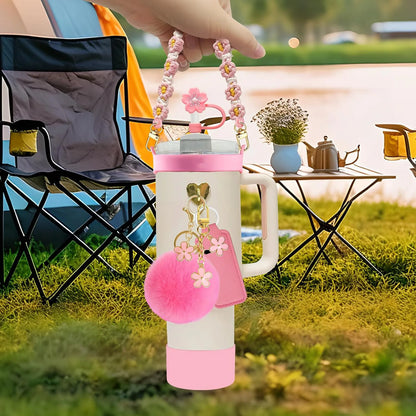 12 PCS Accessories for Stanley Cup Water Bottle Handle Strap 30/40 oz Tumbler Straw Toppers Silicone Cup Boot Keychain Charms