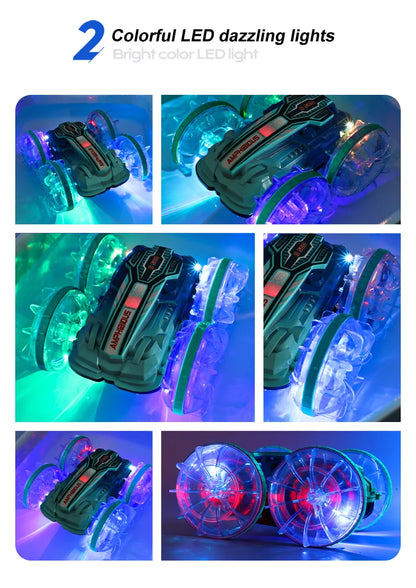 New Amphitheatre RC Car Cool Light Music 4WD 2.4G Gesture Sensing 360° Water Stunt Double Drift Stunt Car Children's Toys Gifts