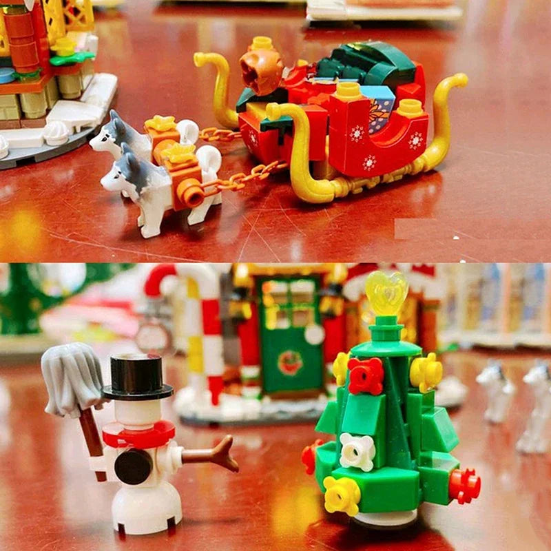 City Street View Christmas House Building Block Set DIY Small Particle Assembled Bricks Children's Toys Gifts Home Decoration